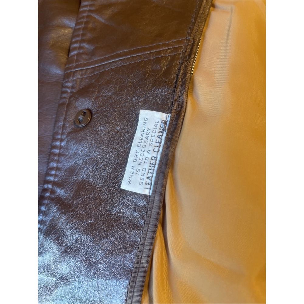 Vintage Men Leather Blazer Size 38 Brown 3 Bottons - Picture 5 of 16